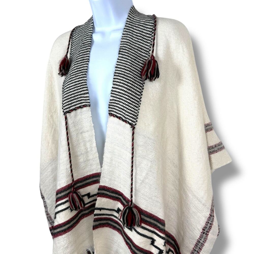 Ulla Johnson Sweater Womens O/S Sacha Ethic Tribal Print Baby Alpaca Wrap Kimono - Picture 5 of 11